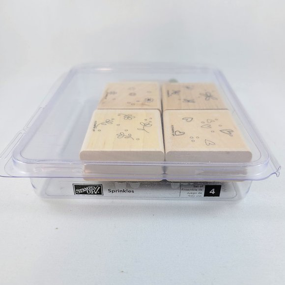 Wood Stamp Set Stampin’ Up! Sprinkles Background Butterfly Heart Flower Paper - Picture 5 of 7